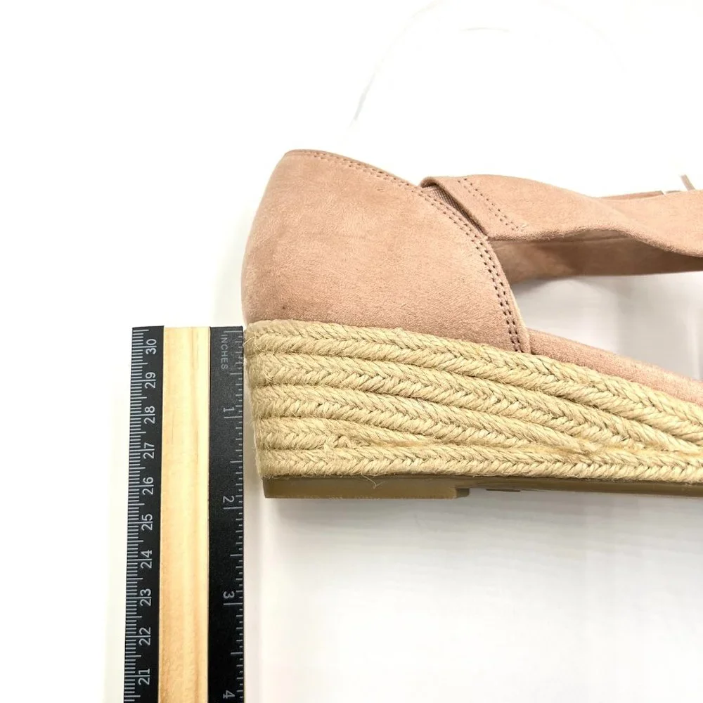 8W 8 WIDE Lifestride Siesta Taupe Blush Microsuede Espadrille Wedge Sandal Shoes